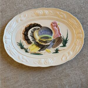 VTG hand painted Turkey Platter Multicolor, Made in Japan